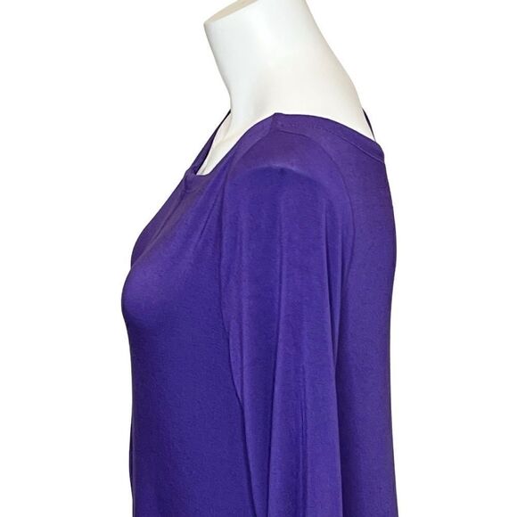 Soft Surroundings purple 3/4 sleeve shark bite tunic top size M - Picture 6 of 14